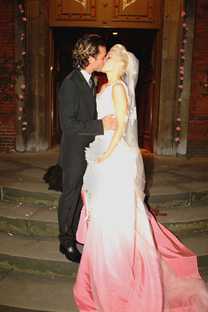 Gwen Stefani ombre pink weding dress