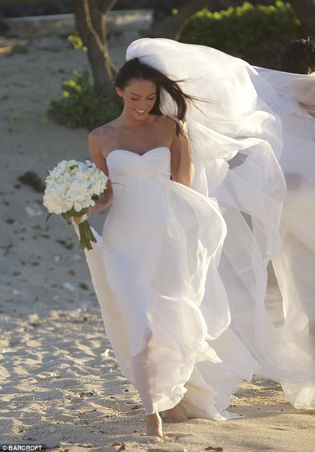 Megan Fox in her white chiffon dress