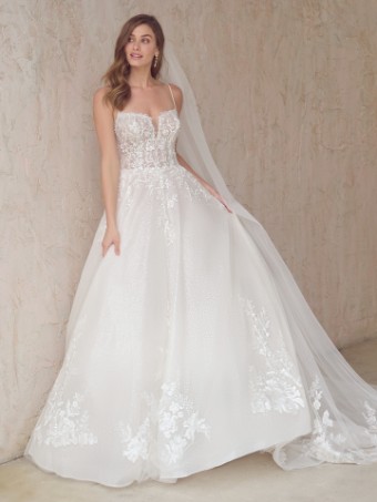 Maggie Sottero Casey CASEY (22MC926A01 - Unlined Bodice, Glitter Tulle 3) #0 default Ivory over Champagne (gown with Natural Illusion) thumbnail